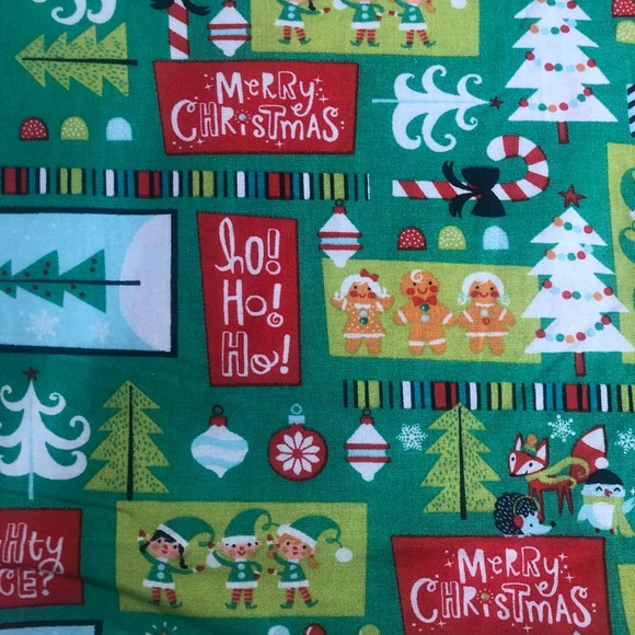 Christmas Fabric Elf Elves Fox Hedgehog Tree Holiday Inspirations 1 Yd Retro Red - Picture 2 of 7